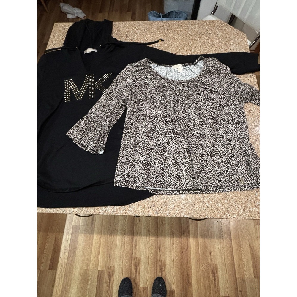 Michael Kors  Bundle Hoodie And Leopard Print Shirt.    Hoodie 1X Blouse  Large